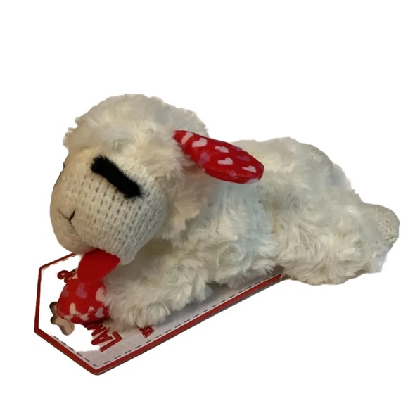 Dog Multipet Valentines Hearts 8 Lamb Chop Squeaky Plush Dog Toy